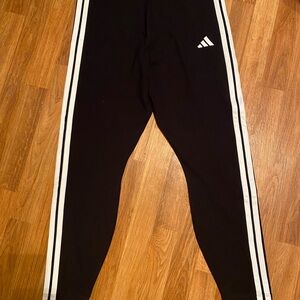 Adidas Kids Black Joggers with White Stripes
